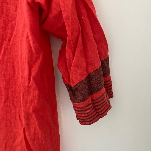 Italian Red/Orange Linen Dress - Picture 4 of 5